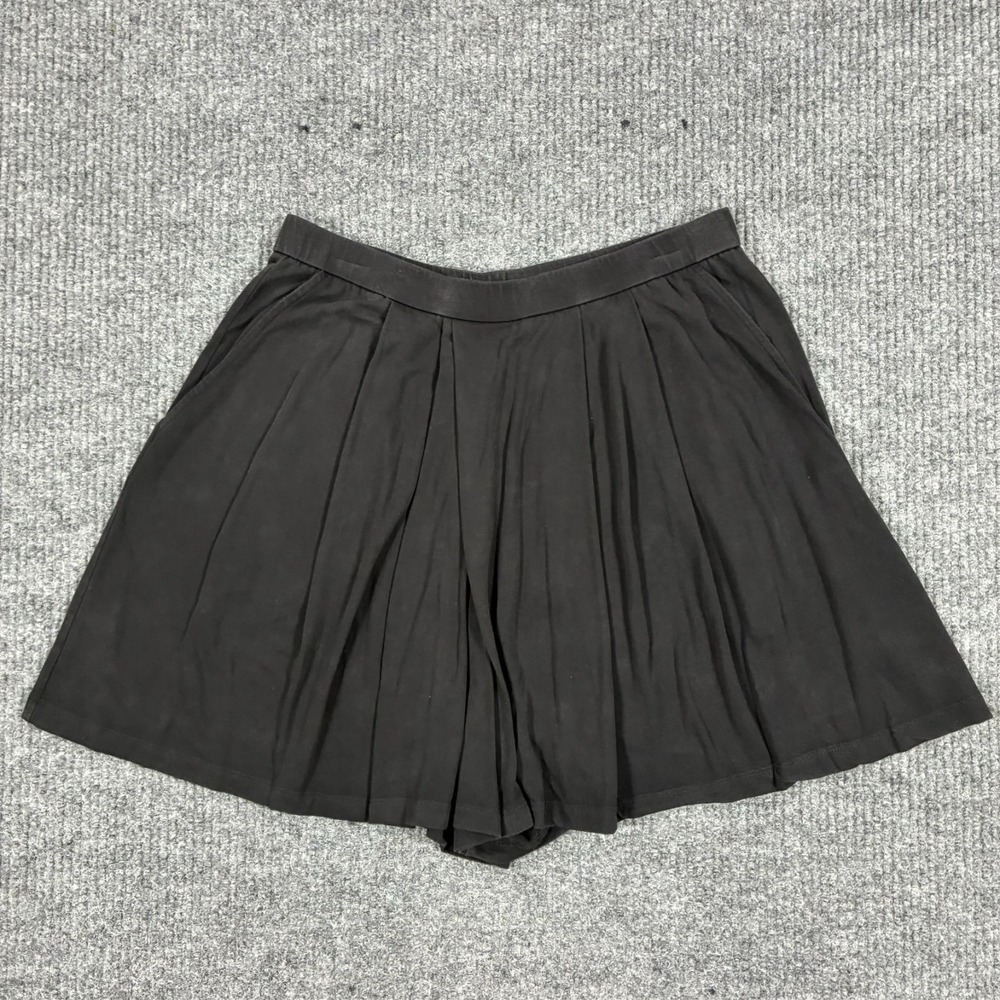 Eileen Fisher Womens Black Pleated Pull On Shorts Skort Size SP Flowy Pockets